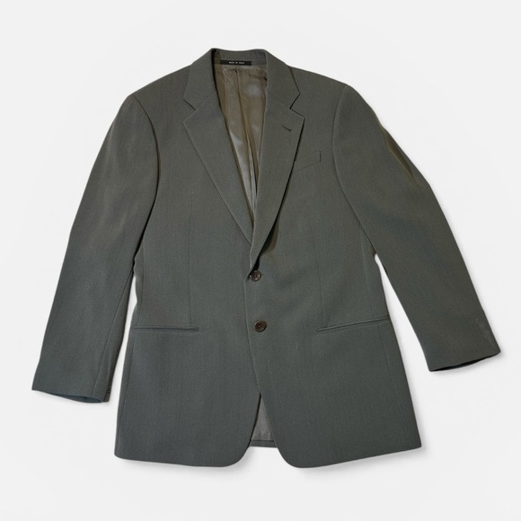 Armani Collezioni mens 40R gray solid 100% polyester 2-button suit EUC